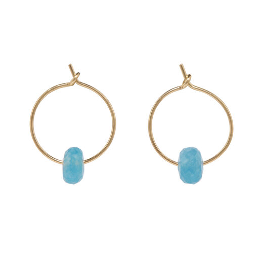 Faceted blue quartz hoop stud earrings by Mounir